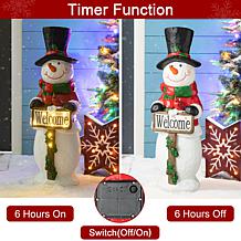 Glitzhome 29.25" Christmas Snowman Porch Decor w/Lights, Timer