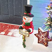 Glitzhome 29.25" Christmas Snowman Porch Decor w/Lights, Timer