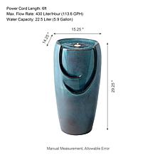 Glitzhome 29.25"H Outdoor Ceramic Pot Fountain with Pump and LED Light