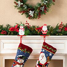 Glitzhome 2pc Christmas Epoxy Resin Santa and Snowman Stocking Holders
