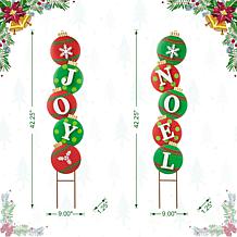 Glitzhome 2pc. Metal JOY and NOEL Ornament Yard Stake or Wall Decor