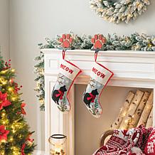 Glitzhome 2PK 6.25in. H Wooden and Metal Paw Stocking Holder