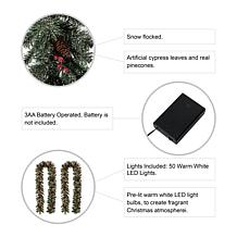 Glitzhome 2pk 9' Glittered Pine Cone Christmas Garland w/White Lights