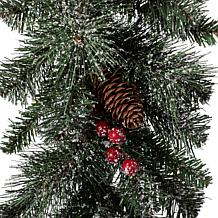 Glitzhome 2pk 9' Glittered Pine Cone Christmas Garland w/White Lights