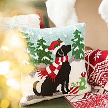 Glitzhome 2pk Hooked Christmas Dog and Cat Pillow