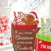 Glitzhome 3-pc. 8" Christmas Wooden Gingerbread Man Mug