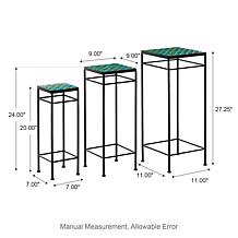 Glitzhome 3-pc. Square Nesting Planter Stands With Ceramic Tile Top