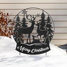 Glitzhome 30" Christmas Metal Waterglobe Yard Stake or Wall Decor