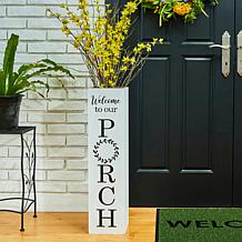 Glitzhome 30" Double Sided Solid Wood Box Porch "Welcome" Sign