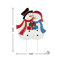 Glitzhome 30" Metal Snowman Yard Stake, Standing Decor or Wall Decor