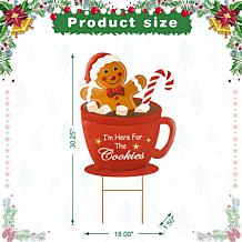 Glitzhome 30.25" Metal Gingerbread Man in Coffee Mug Yard Stake