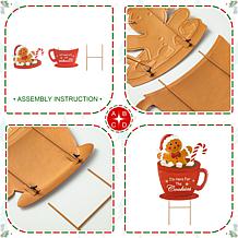 Glitzhome 30.25" Metal Gingerbread Man in Coffee Mug Yard Stake