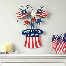 Glitzhome 30.25" Wooden & Metal Patriotic Flags Yard Stake/Wall Décor
