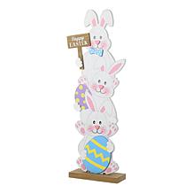 Glitzhome 30.75in H Wooden Easter Stacked Bunny Porch Decor