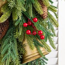 Glitzhome 30"H Christmas Deluxe Gold Bell & Pinecone PE Dripping Te...