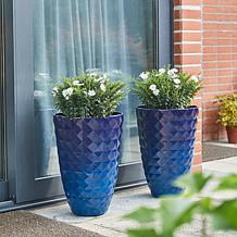 Glitzhome 30"H Solar Lighted Hanging Plastic Basket and Planter