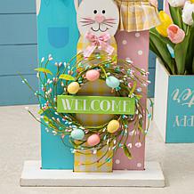 Glitzhome 30in H Easter Wooden Bunny Family Standing Decor
