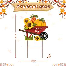 Glitzhome 30in. H Fall Metal Wheelbarrow Pumpkin Yard Stake