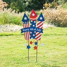 Glitzhome 30in H Patriotic Americana Firecracker Yard Stake Decor