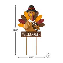Glitzhome 30in. H Thanksgiving Metal Turkey Yard Stake /Hanging Decor