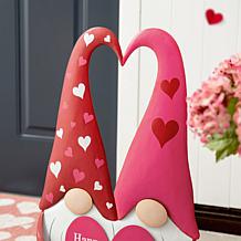 Glitzhome 30in H Valentine's Metal Gnome Couple Yard Stake