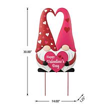 Glitzhome 30in H Valentine's Metal Gnome Couple Yard Stake
