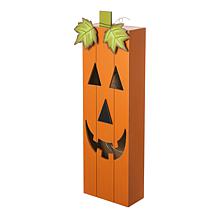 Glitzhome 30in.H Lighted Halloween Wooden Pumpkin Porch Décor
