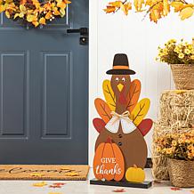 Glitzhome 31in. H Thanksgiving Wooden Turkey Porch Decor