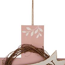 Glitzhome 32" H Easter Wooden and Metal Cross Yard Stake or Wall Decor