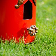 Glitzhome 32" Retro Red Metal Pagoda Birdhouse with Bronze Roof