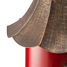 Glitzhome 32" Retro Red Metal Pagoda Birdhouse with Bronze Roof