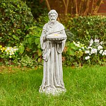Glitzhome 32.75" MGO St. Francis Garden Statue w/ Birdfeeder