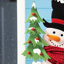 Glitzhome 32"H Metal Snowman Riding Unicycle Porch Décor