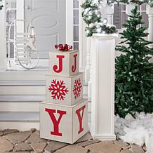 Glitzhome 32"H Wooden Block Wording JOY Porch Sign