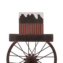 Glitzhome 34" Metal Bike Wheel Snowman with Plaid Scarf Porch Décor