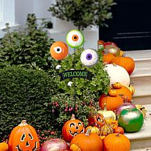Glitzhome 35.25" Halloween Metal "WELCOME" Spring Eyeballs Yard Stake