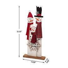 Glitzhome 35.5" H Wooden Snowman Family Porch Decor