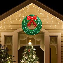Glitzhome 35.5" Lighted 3D Mesh Wreath w/Bulbs and LED Lights