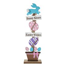 Glitzhome 35.5in H Easter Wooden Bunny and Eggs Porch Decor