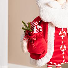 Glitzhome 35.75"/18"H Telescoped Fabric Christmas Santa Standing Decor