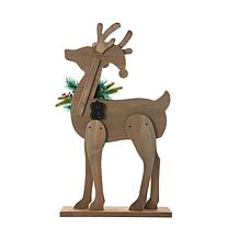 Glitzhome 36" H Chunky Wood Reindeer Porch Decor