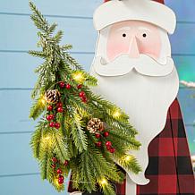 Glitzhome 36" H Lighted Wooden Santa Porch Decor