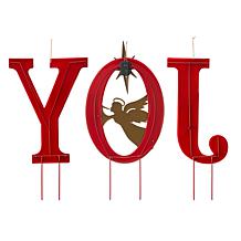 Glitzhome 36" Lighted Metal JOY Yard Stake, Standing or Wall Decor