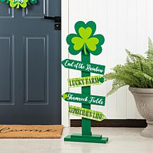 Glitzhome 36" St. Patrick's Wood Shamrock Porch Sign