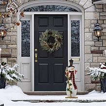 Glitzhome 36.25" H Lighted Wooden Snowman Porch Decor