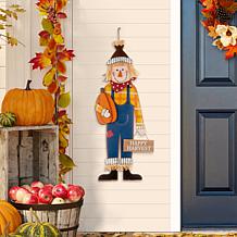 Glitzhome 36in. H Fall Metal Scarecrow Yard Stake or Hanging Sign