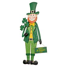 Glitzhome 36in H St. Patrick's Metal Leprechaun Yard Stake/ Wall Decor