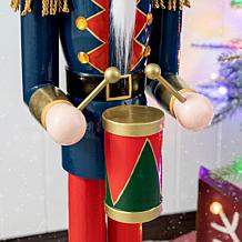 Glitzhome 36in. H Wooden Christmas Drummer Nutcracker