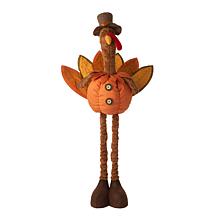 Glitzhome 37.00in.H Fabric Turkey Standing Décor With Telescoping Legs