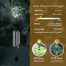 Glitzhome 37"H Solar Lighted Metal and Glass Mosaic Windchime